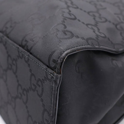 Gucci Tote Bag Back Bamboo GG Canvas Silver Nylon Black — view 5