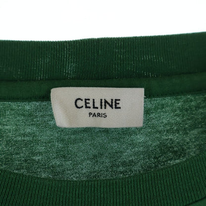 Celine T-Shirt Cropped Logo Print Short Sleeve Green — view 7
