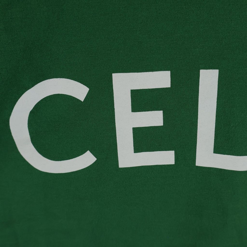 Celine T-Shirt Cropped Logo Print Short Sleeve Green — view 6