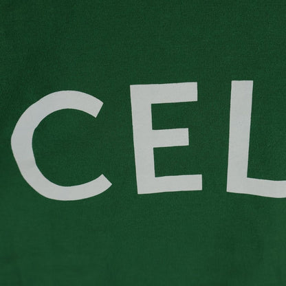 Celine T-Shirt Cropped Logo Print Short Sleeve Green — view 6