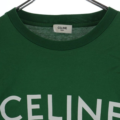 Celine T-Shirt Cropped Logo Print Short Sleeve Green — view 3