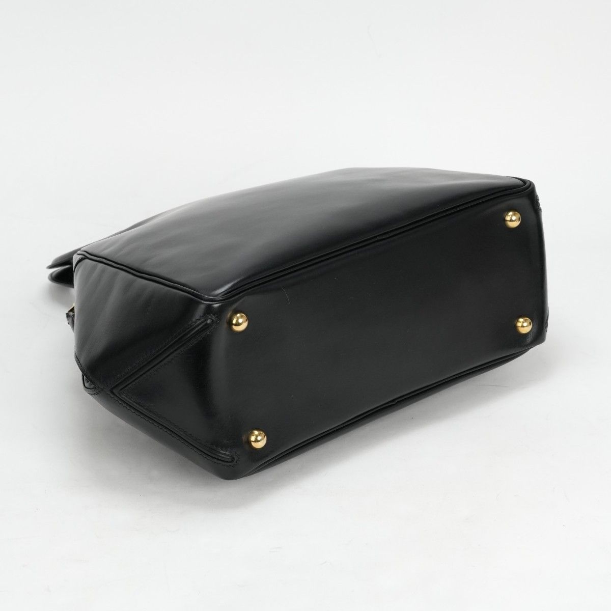Hermes Tote Box Calf Noir Black Gold Handbag Vintage Antique Out of Print Rare — view 5
