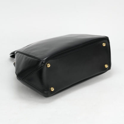 Hermes Tote Box Calf Noir Black Gold Handbag Vintage Antique Out of Print Rare — view 5