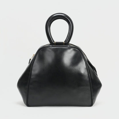 Hermes Tote Box Calf Noir Black Gold Handbag Vintage Antique Out of Print Rare