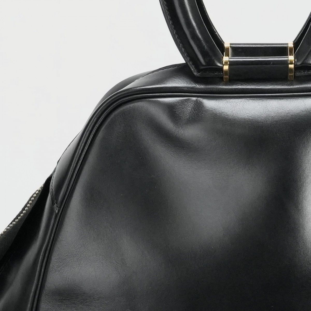 Hermes Tote Box Calf Noir Black Gold Handbag Vintage Antique Out of Print Rare — view 3