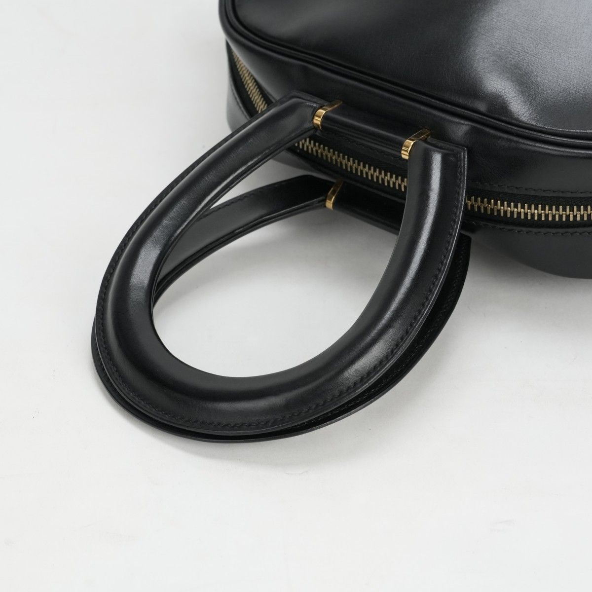 Hermes Tote Box Calf Noir Black Gold Handbag Vintage Antique Out of Print Rare — view 7