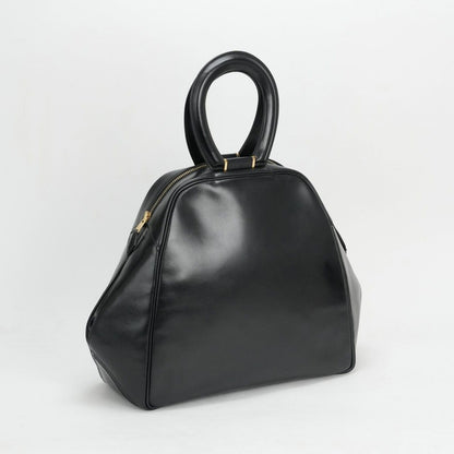Hermes Tote Box Calf Noir Black Gold Handbag Vintage Antique Out of Print Rare — view 2