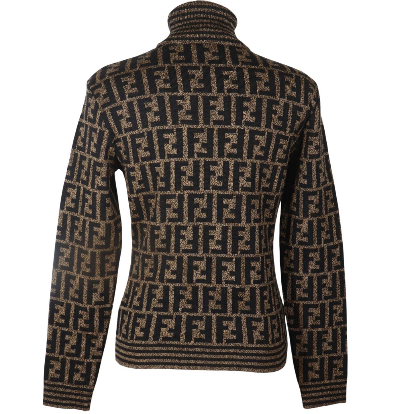Fendi Zucca Turtleneck Wool Brown Sweater — view 3