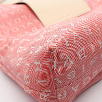 Bvlgari Shoulder Bag Logo Mania Pink White Canvas Leather — view 8