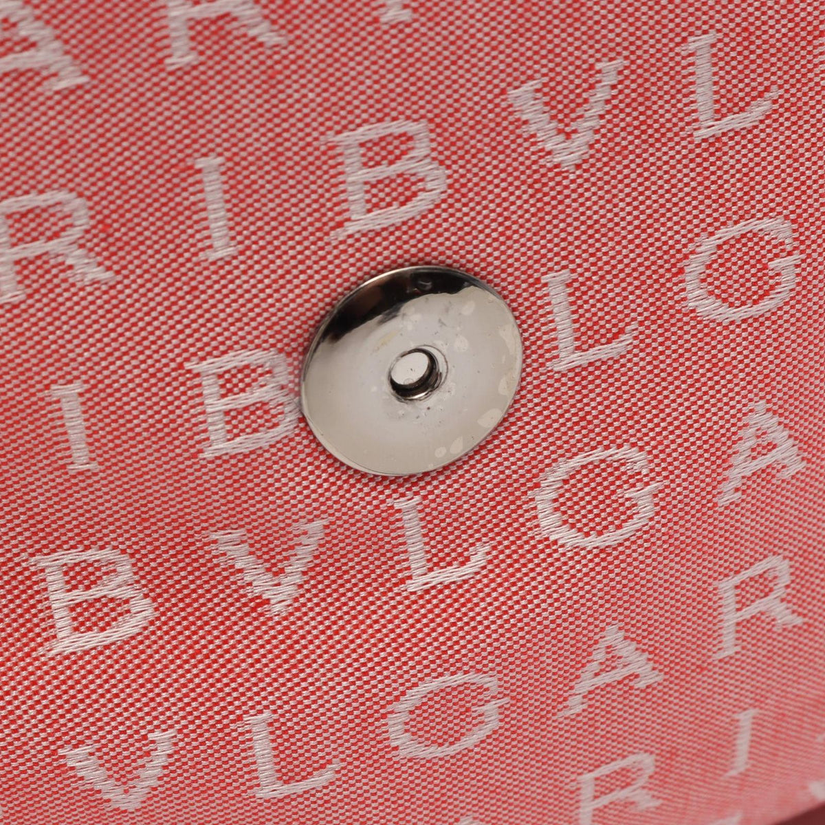 Bvlgari Shoulder Bag Logo Mania Pink White Canvas Leather — view 7