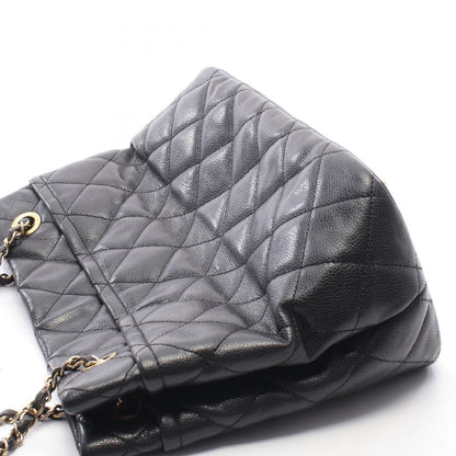 Chanel Tote Bag Quilted CC Logo Black Caviar Leather CC Chain — view 8