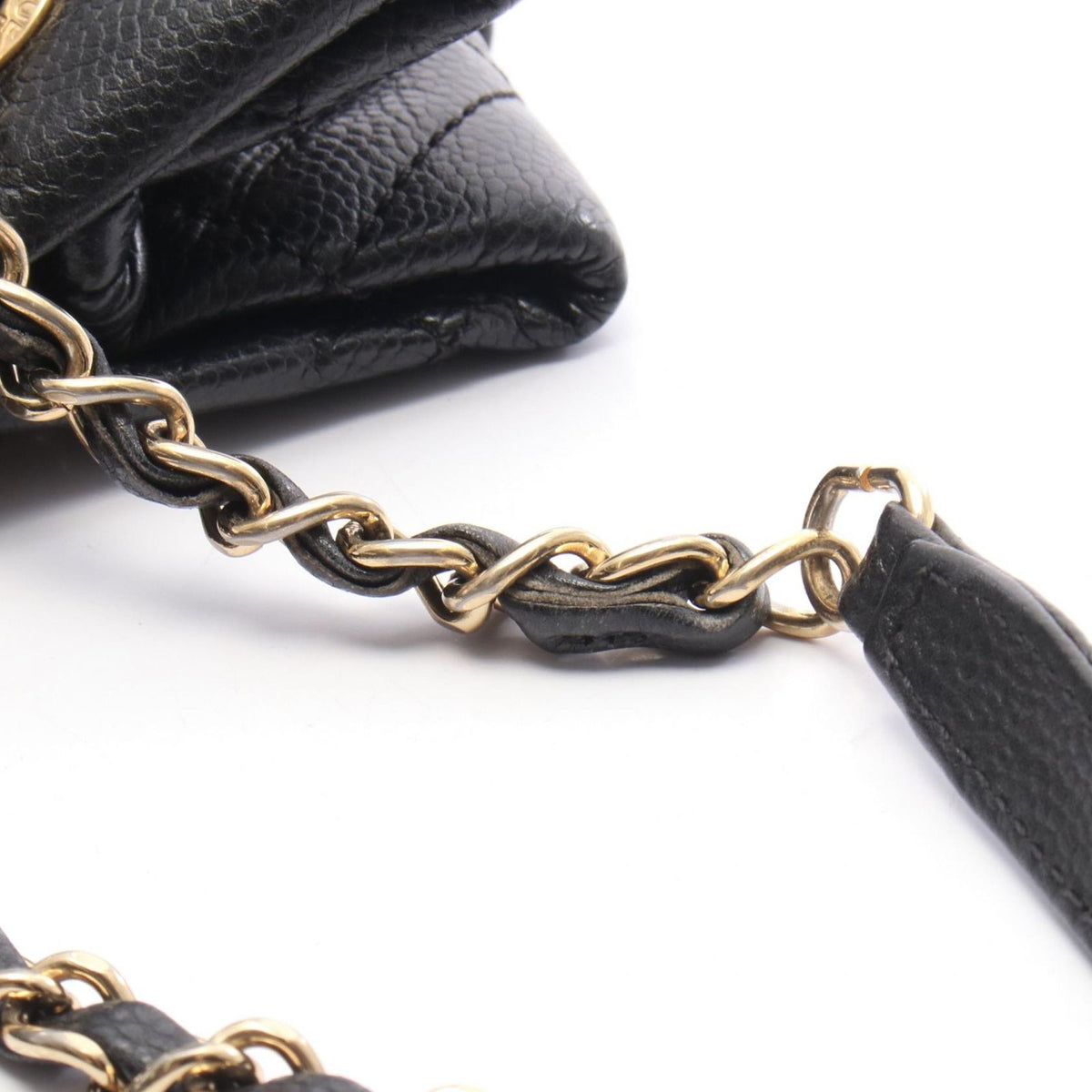 Chanel Tote Bag Quilted CC Logo Black Caviar Leather CC Chain — view 7