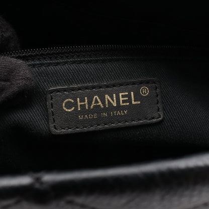 Chanel Tote Bag Quilted CC Logo Black Caviar Leather CC Chain — view 4