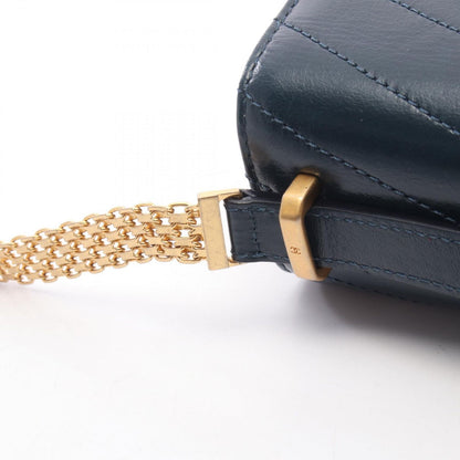 Chanel Shoulder Bag Blanc Stitch Blue Green Leather Chain — view 6