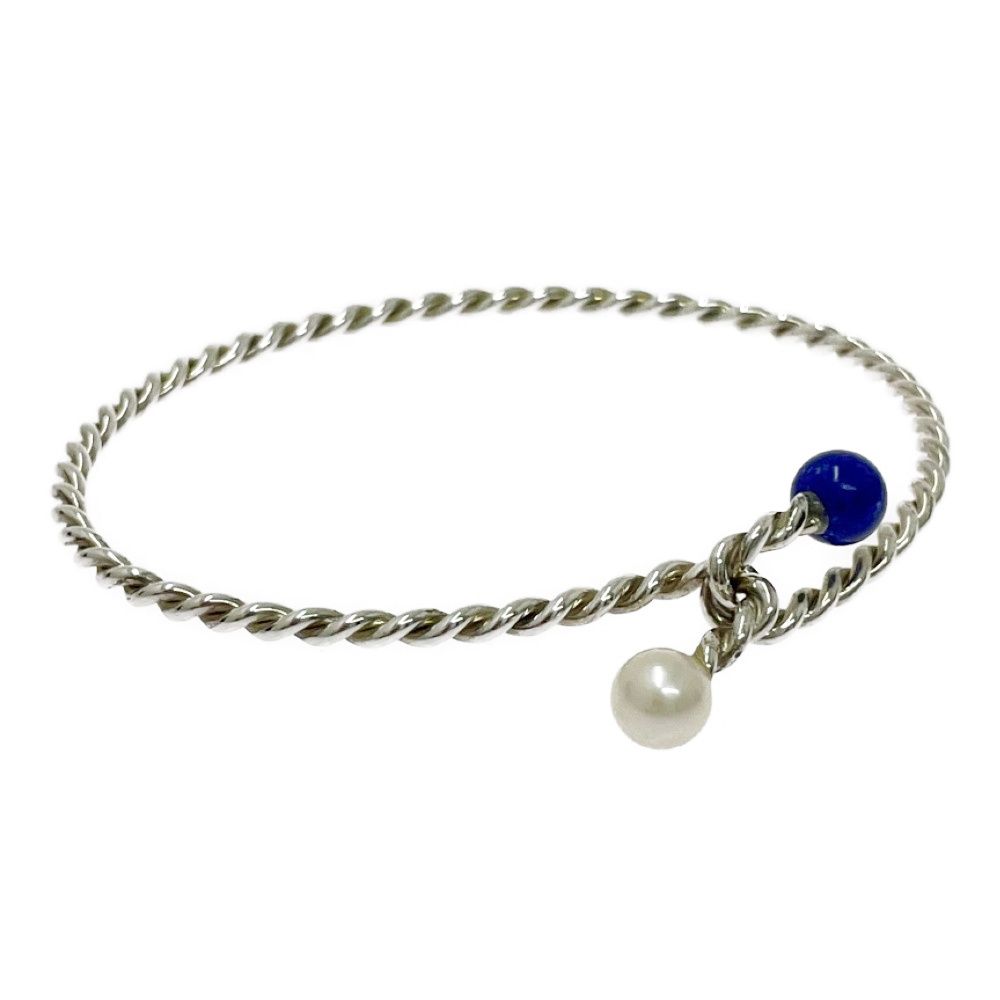 Tiffany & Co Silver Pearl Twist Bangle Bracelet — view 3