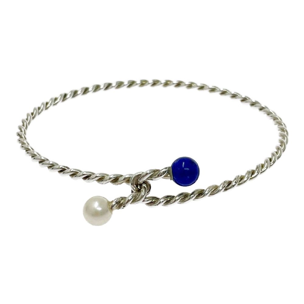 Tiffany & Co Silver Pearl Twist Bangle Bracelet — view 2