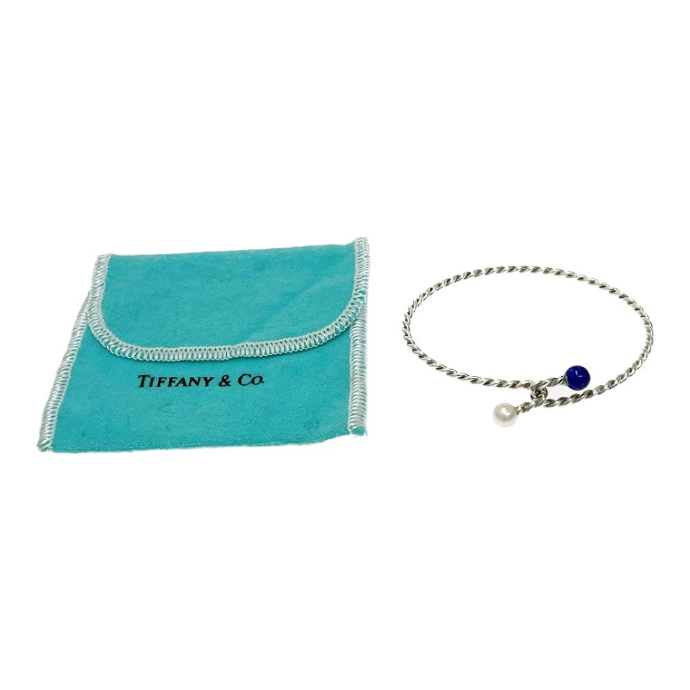 Tiffany & Co Silver Pearl Twist Bangle Bracelet