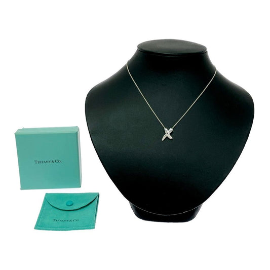 Tiffany & Co Silver Pink Sapphire Kiss Necklace
