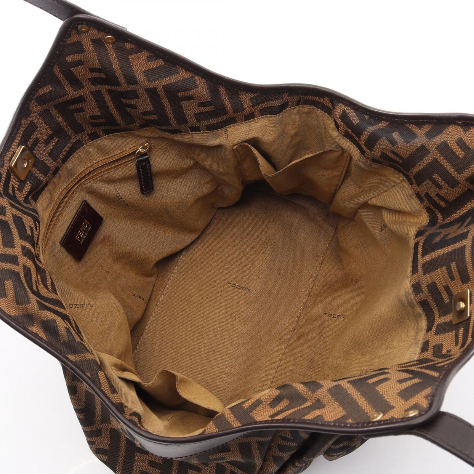 Fendi Zucca Brown Canvas Leather Shoulder Bag — view 3