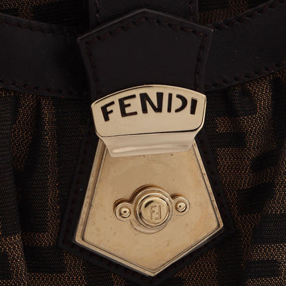 Fendi Zucca Brown Canvas Leather Shoulder Bag — view 5