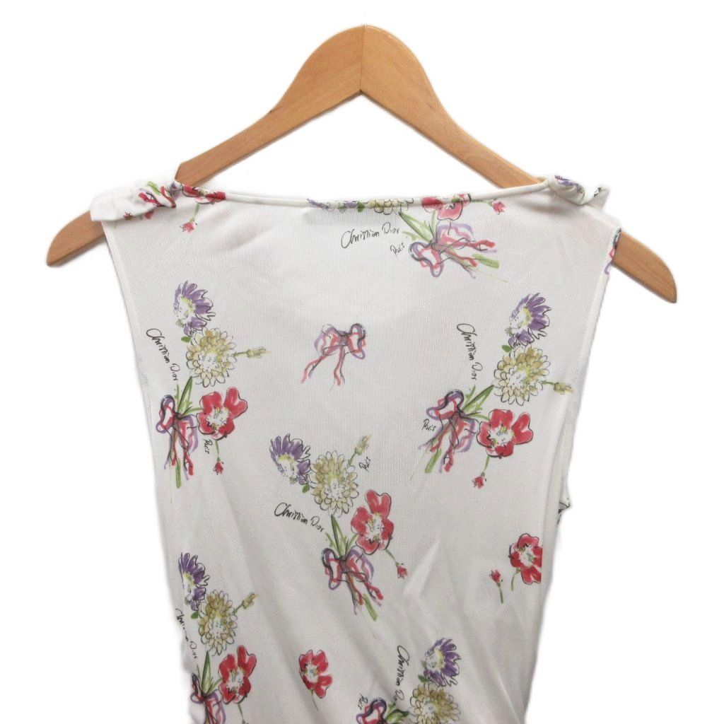 Dior Dress Sleeveless Calf Long Twist Allover Pattern 34 Ivory Multicolor