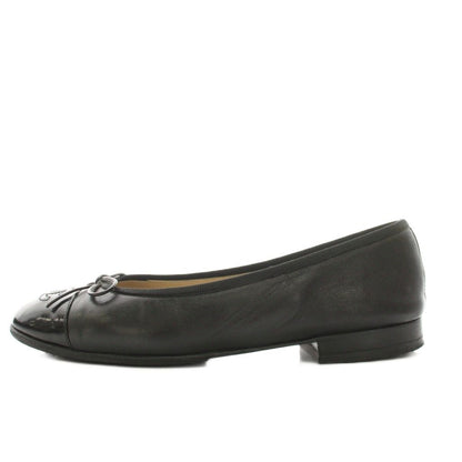 Chanel Ballerina Ballet Shoes Leather CC Logo Ribbon Black a YT 36.5 — view 2