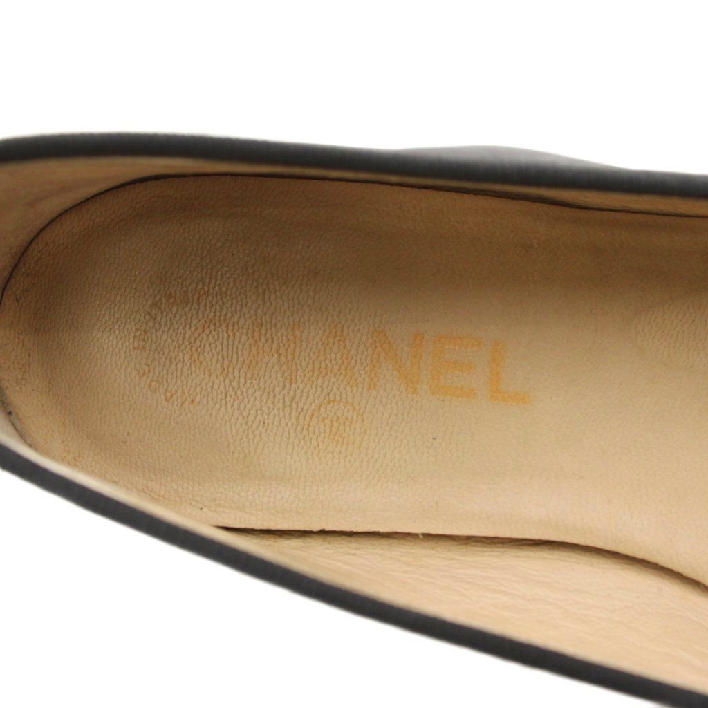 Chanel Ballerina Ballet Shoes Leather CC Logo Ribbon Black a YT 36.5 — view 4