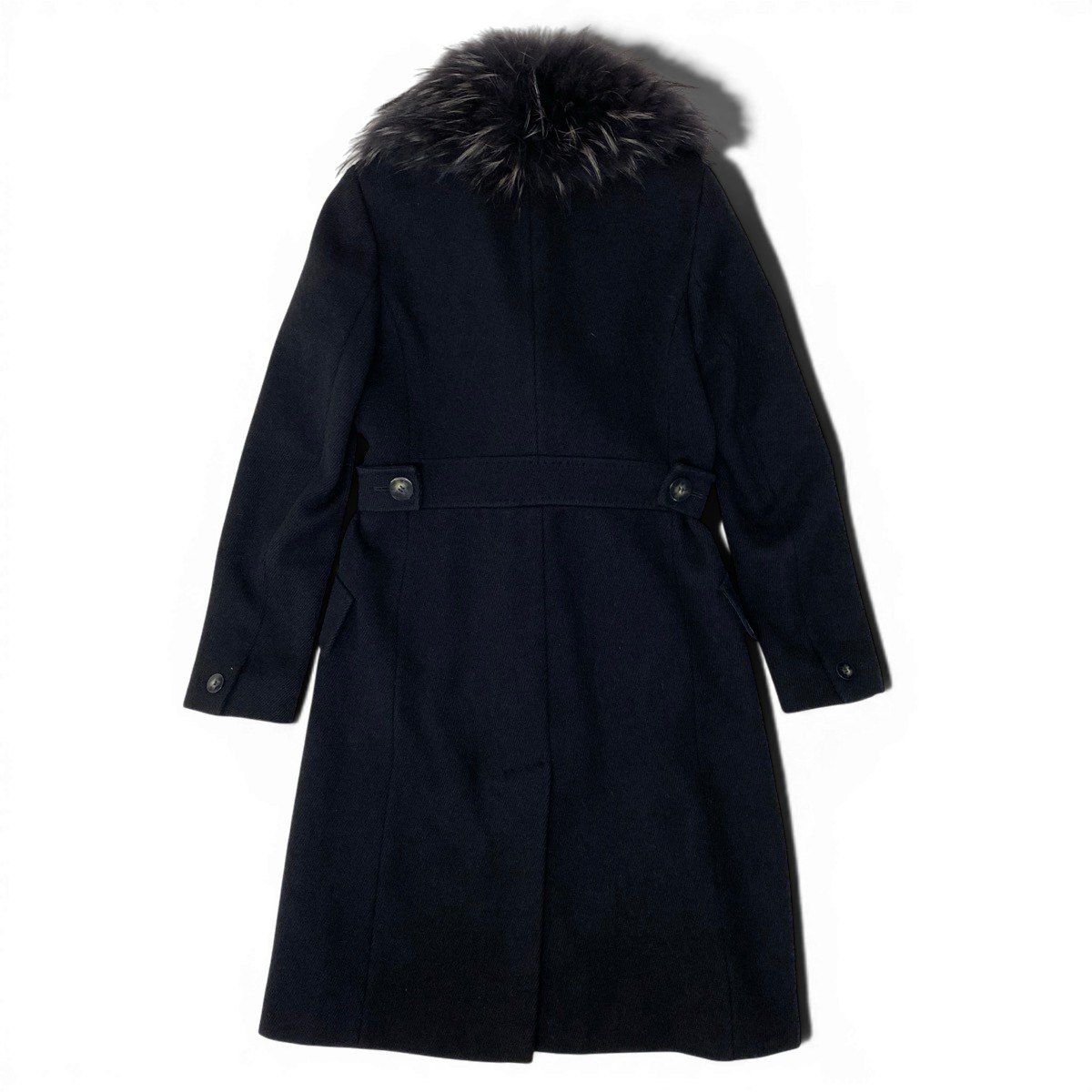 Max Mara Luc'n Fur Belted Coat Long 42 Black — view 3