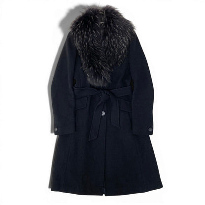 Max Mara Luc'n Fur Belted Coat Long 42 Black — view 2