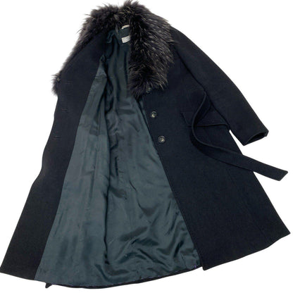 Max Mara Luc'n Fur Belted Coat Long 42 Black — view 4
