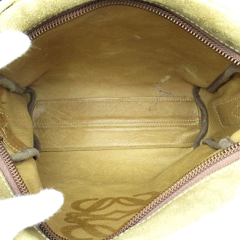 Loewe Anagram Shoulder Bag Suede Leather Beige — view 7