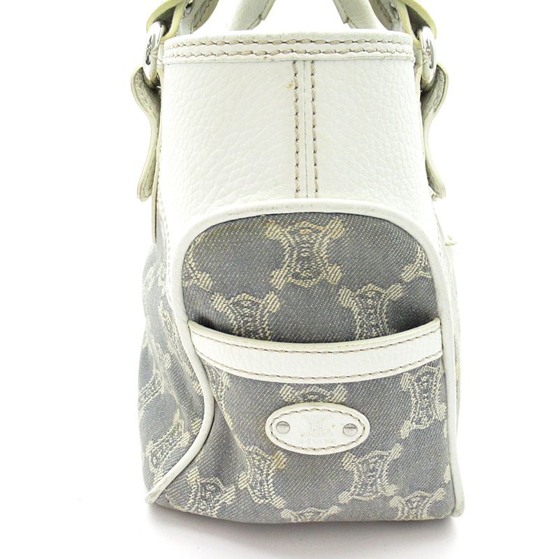 Celine Boogie Bag Canvas Leather Handbag Blue White — view 5