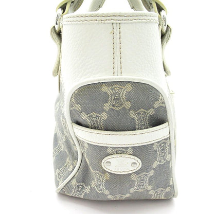 Celine Boogie Bag Canvas Leather Handbag Blue White — view 5