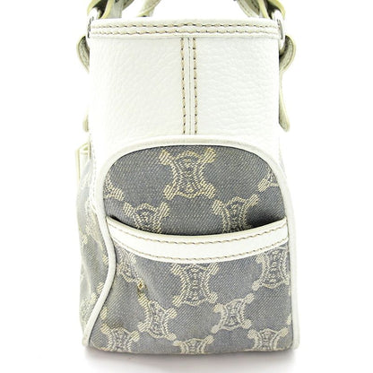Celine Boogie Bag Canvas Leather Handbag Blue White — view 3