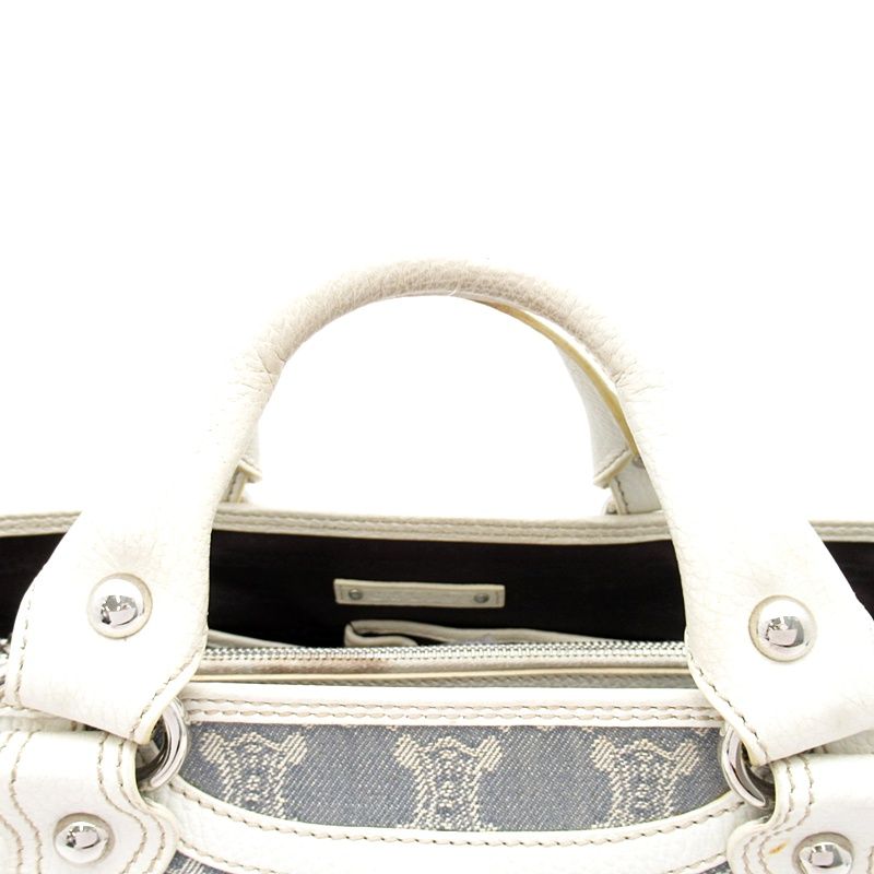 Celine Boogie Bag Canvas Leather Handbag Blue White — view 2
