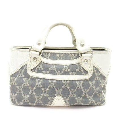 Celine Boogie Bag Canvas Leather Handbag Blue White — view 4