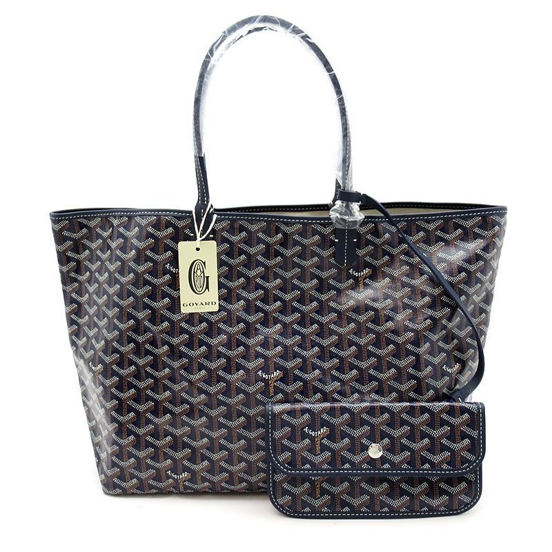 Goyard Saint Louis PM Leather Tote Bag Navy