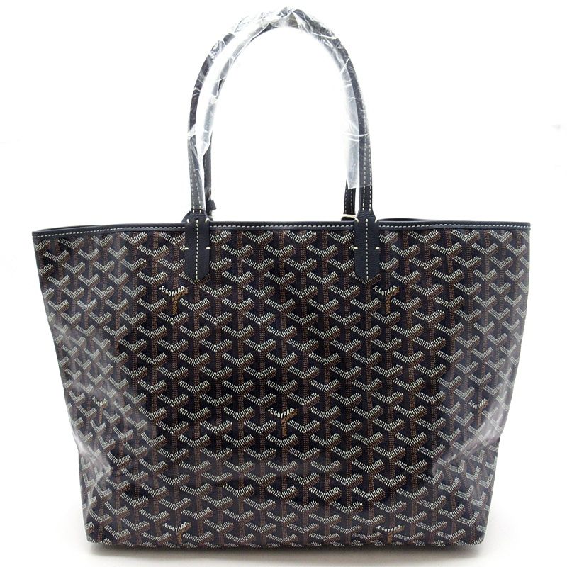Goyard Saint Louis PM Leather Tote Bag Navy — view 4