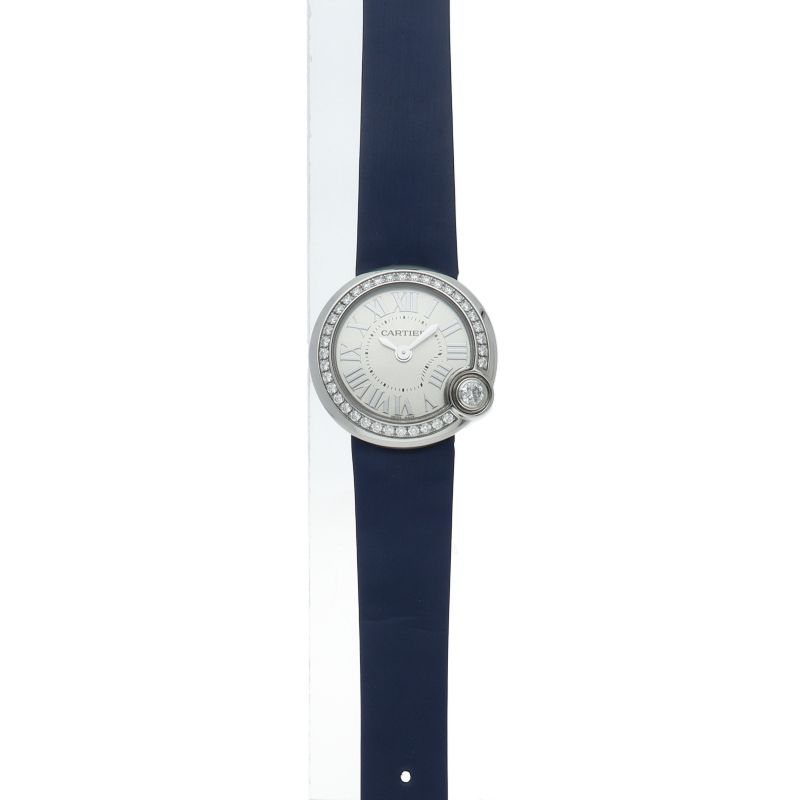 Cartier Ballon Blanc de Watch 26 Diamond Bezel SS Leather Time — view 2