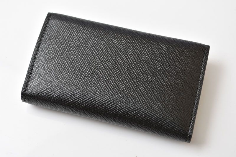 Prada Key Case Key Holder 6 Leather Black Gray Gunmetal — view 9