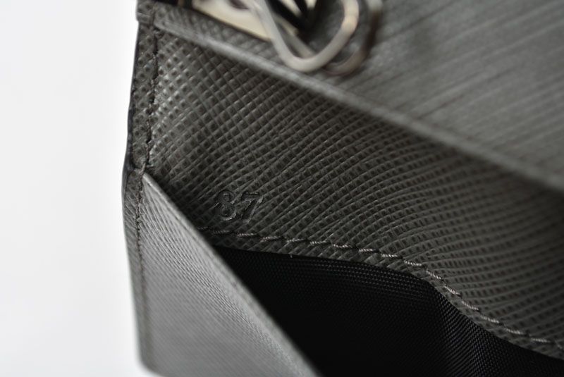 Prada Key Case Key Holder 6 Leather Black Gray Gunmetal — view 7