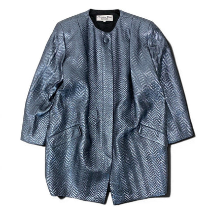 Dior Color Coat Metallic Herringbone 9 Sizes Blue Gray — view 2