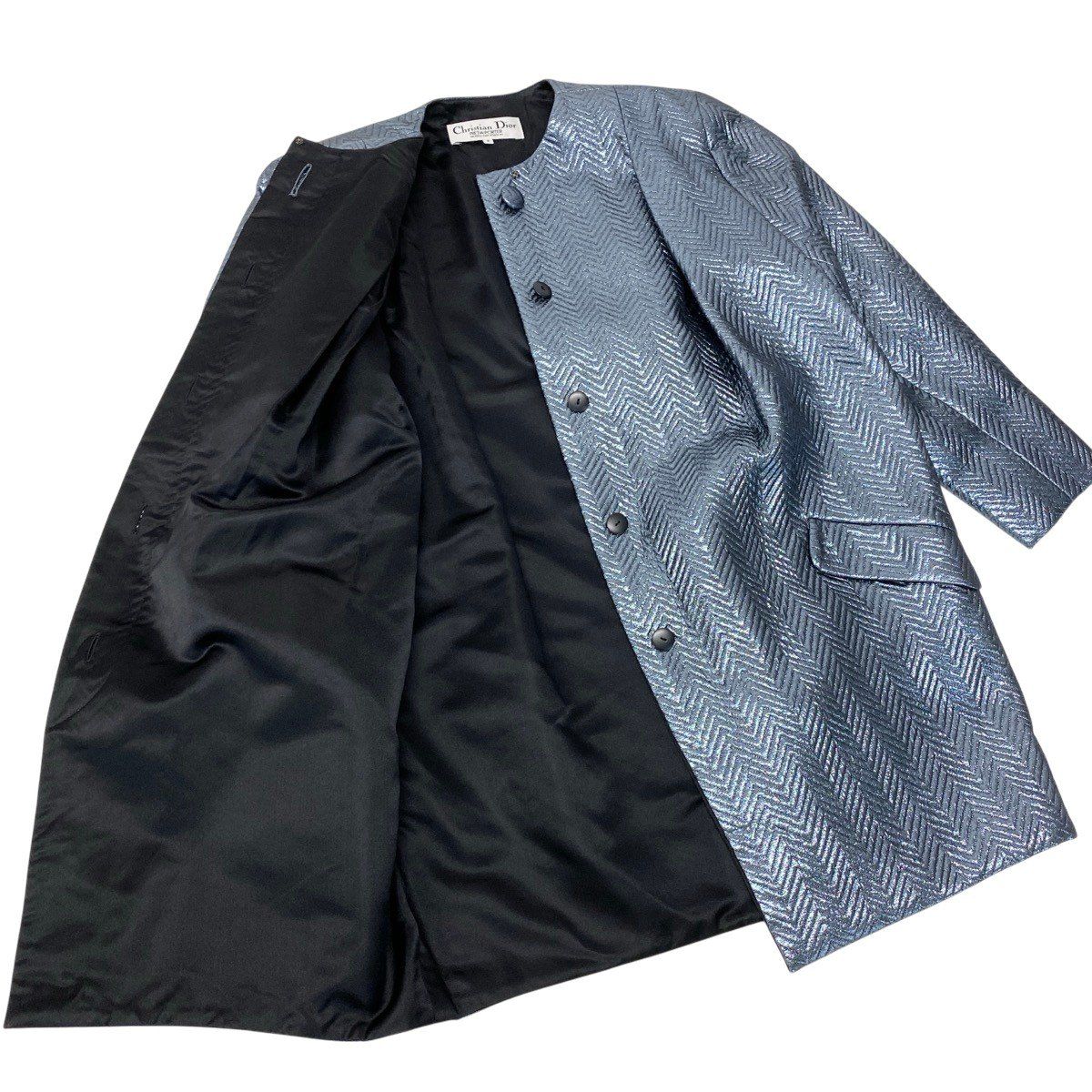 Dior Color Coat Metallic Herringbone 9 Sizes Blue Gray — view 4