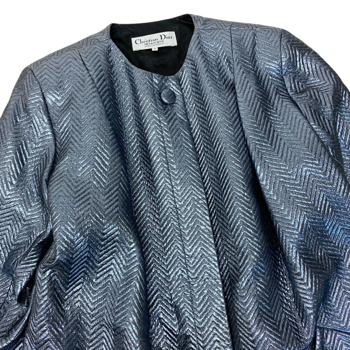 Dior Color Coat Metallic Herringbone 9 Sizes Blue Gray — view 5