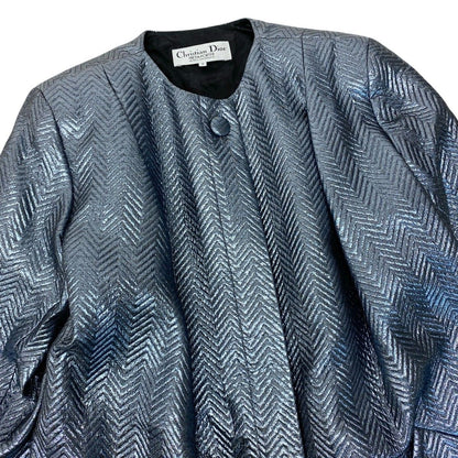 Dior Color Coat Metallic Herringbone 9 Sizes Blue Gray — view 5