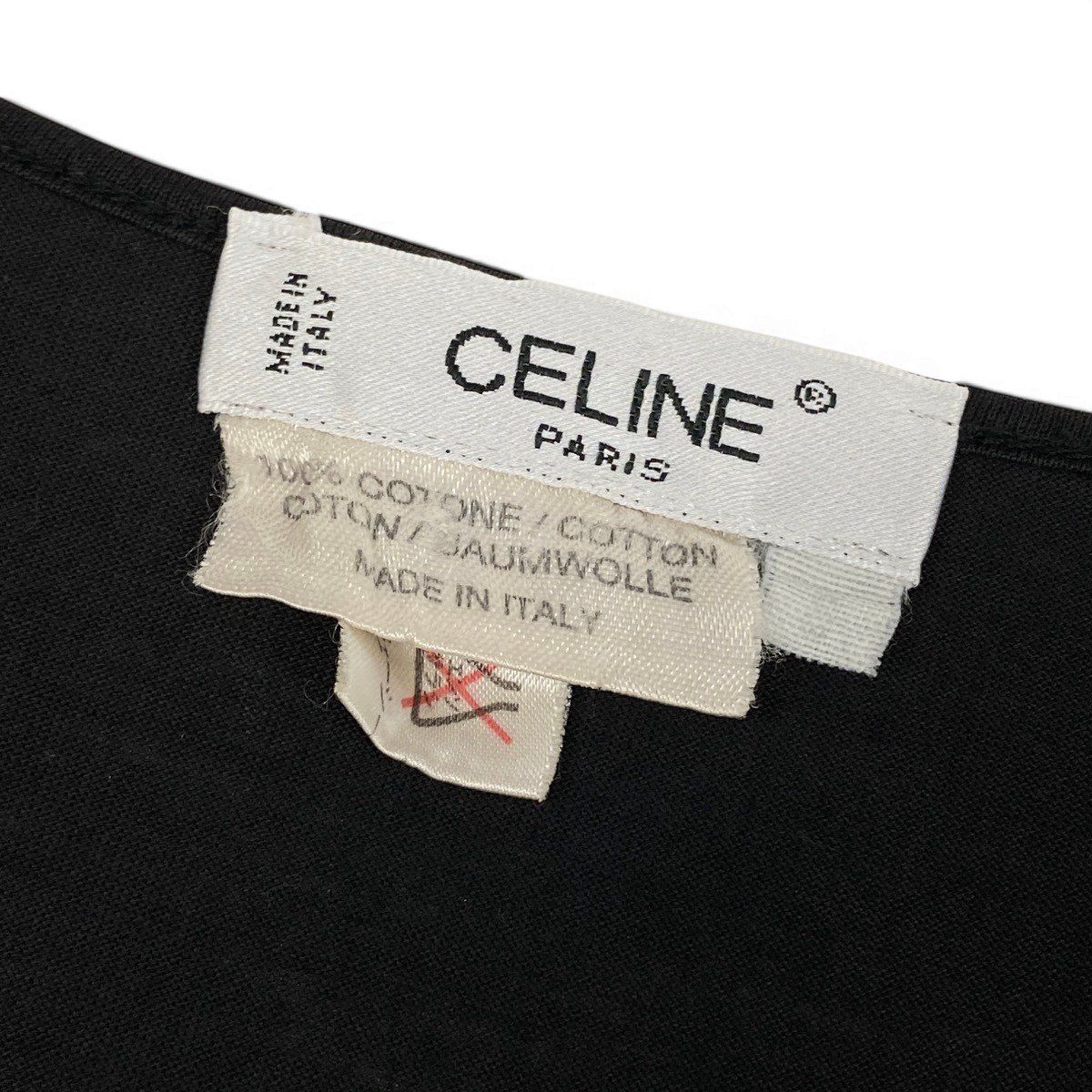 Celine Carriage Logo Embroidery Short Sleeve T-Shirt Vintage Black Cotton — view 7