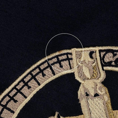 Celine Carriage Logo Embroidery Short Sleeve T-Shirt Vintage Black Cotton — view 8