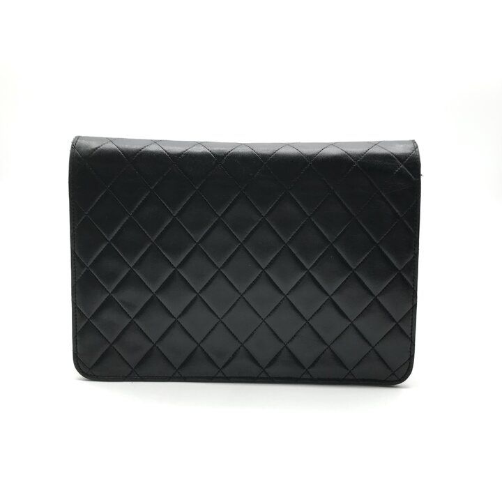 Chanel CC Logo Quilted Push Lock Lambskin Chain Shoulder Bag Black — view 2