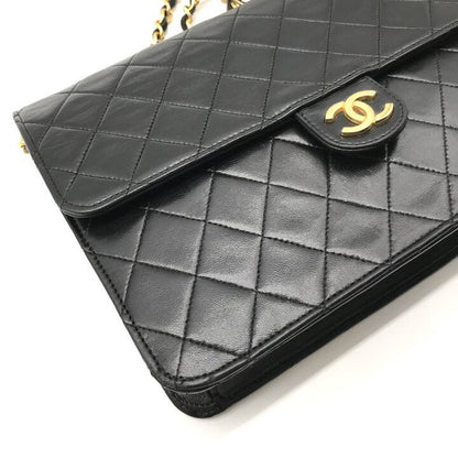 Chanel CC Logo Quilted Push Lock Lambskin Chain Shoulder Bag Black — view 5