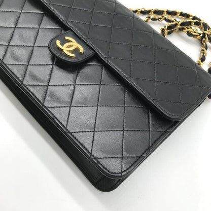 Chanel CC Logo Quilted Push Lock Lambskin Chain Shoulder Bag Black — view 4